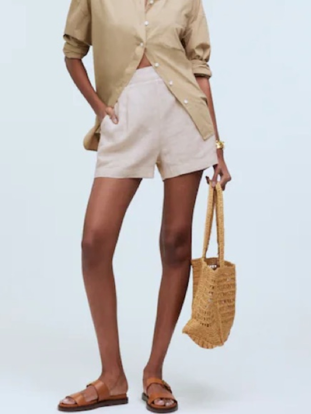 Madewell Clean Pull-On Shorts in 100% Linen new nwt